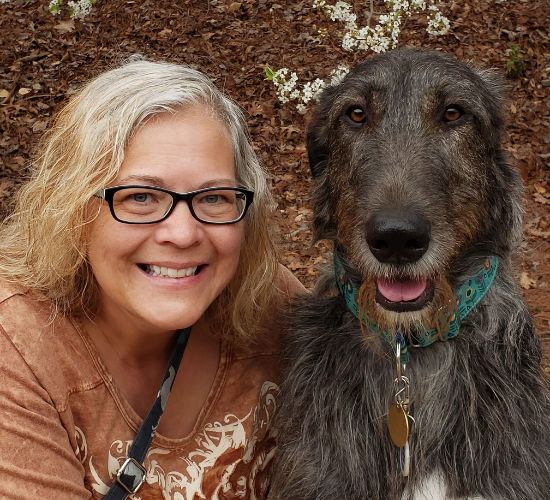 woman and a dog